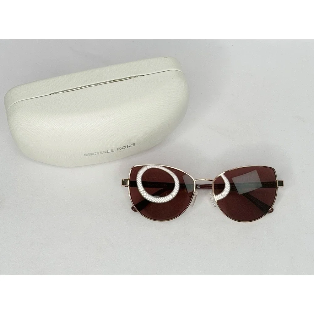 Michael Kors Lanikai Rose Gold Geometric MK1162 Sunglasses 58-16-140 W/ Case